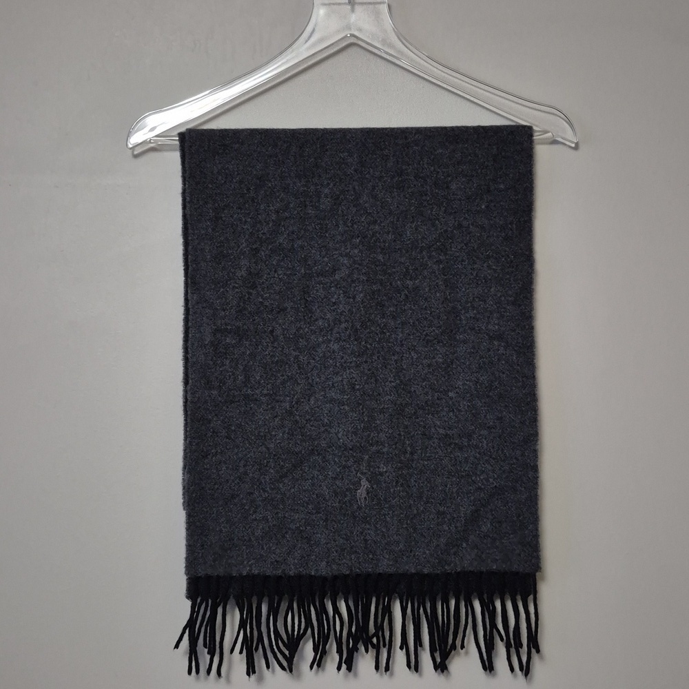 Polo Ralph Lauren Reversible Wool-Blend Scarf Medium and Dark Gray Combo, Unisex